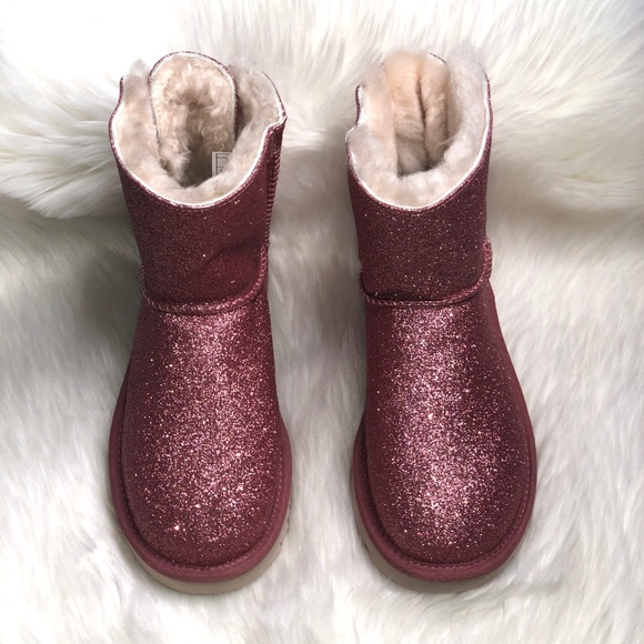 UGG Women's Mini Bailey Bow Sparkle Pink Boot - Picture 3 of 8
